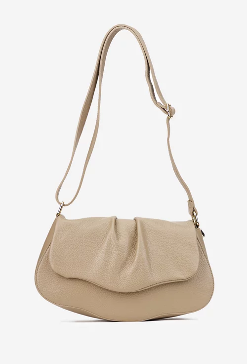 Poseta dama din piele texturata taupe