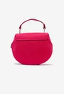 Poseta dama fuchsia din piele texturata cu detalii metalice aurii