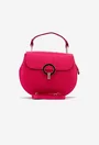 Poseta dama fuchsia din piele texturata cu detalii metalice aurii