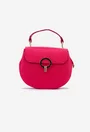 Poseta dama fuchsia din piele texturata cu detalii metalice aurii