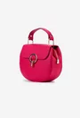 Poseta dama fuchsia din piele texturata cu detalii metalice aurii
