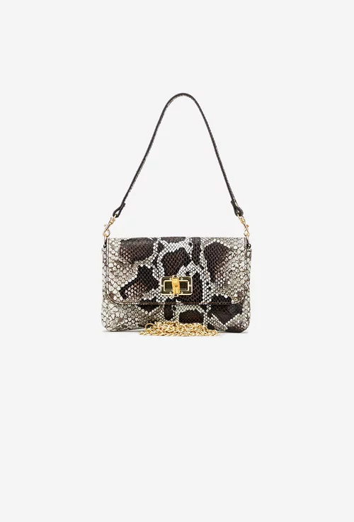 Poseta dama maro din piele texturata animal print