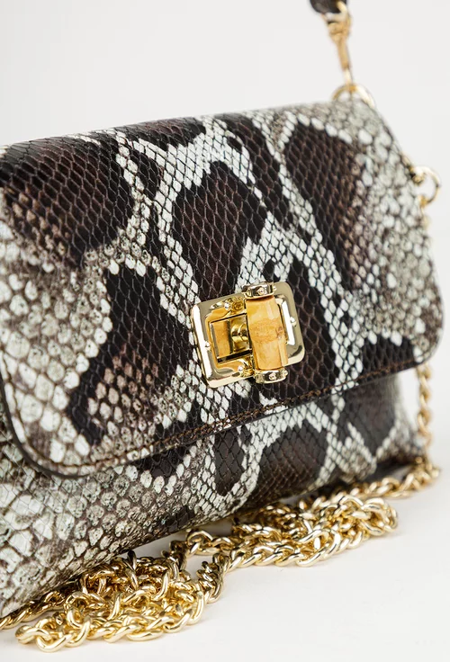 Poseta dama maro din piele texturata animal print