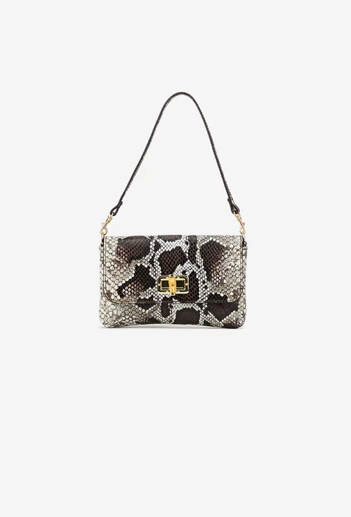 Poseta dama maro din piele texturata animal print