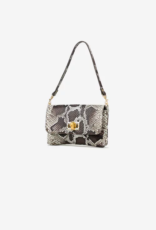 Poseta dama maro din piele texturata animal print