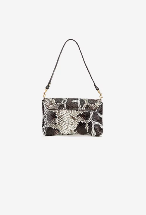 Poseta dama maro din piele texturata animal print