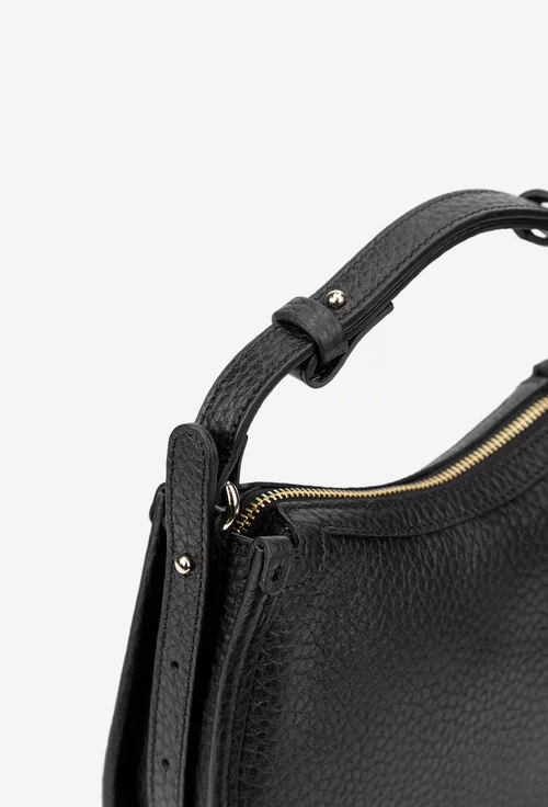 Poseta dama neagra din piele cu bareta reglabila