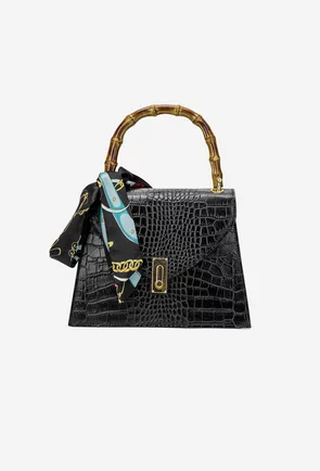 Poseta dama neagra din piele naturala cu ornament