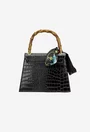 Poseta dama neagra din piele naturala cu ornament