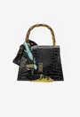 Poseta dama neagra din piele naturala cu ornament