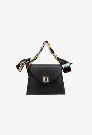Poseta dama neagra din piele naturala cu ornament