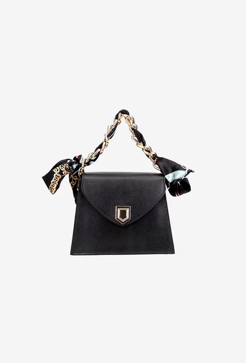 Poseta dama neagra din piele naturala cu ornament