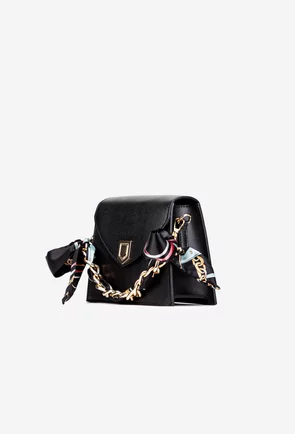 Poseta dama neagra din piele naturala cu ornament