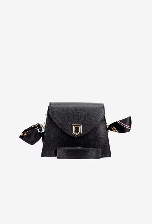 Poseta dama neagra din piele naturala cu ornament