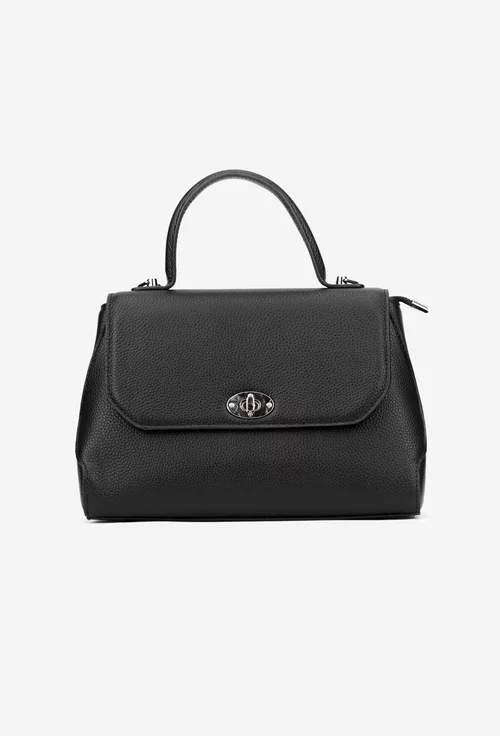 Poseta dama neagra din piele texturata