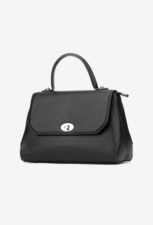 Poseta dama neagra din piele texturata