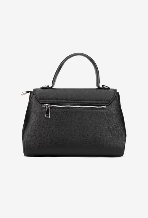 Poseta dama neagra din piele texturata