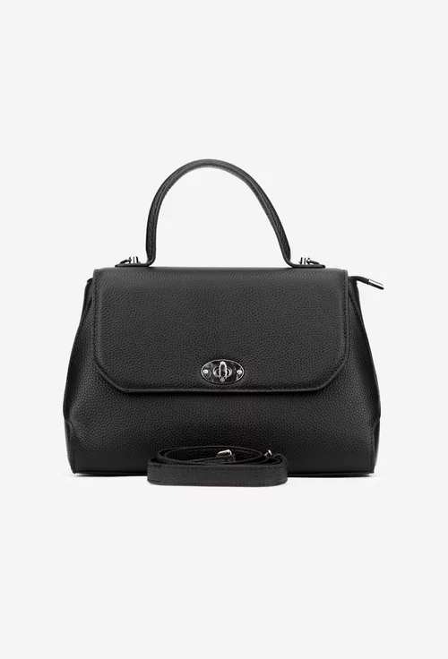 Poseta dama neagra din piele texturata