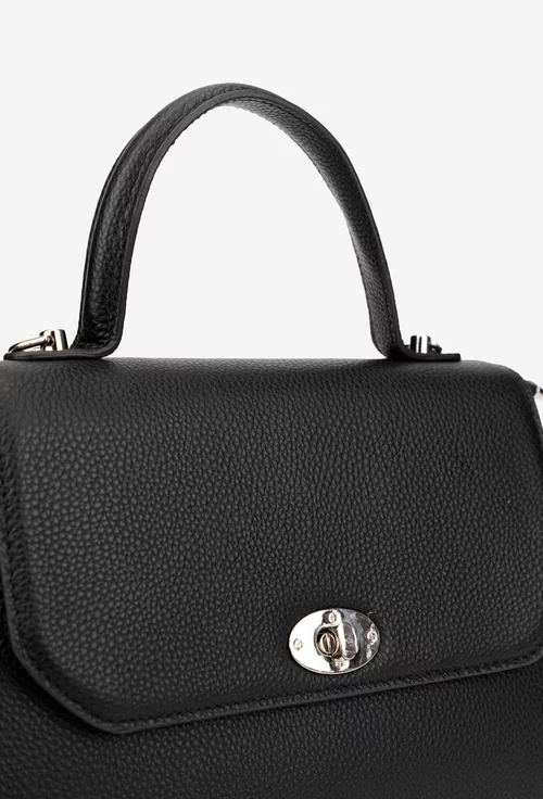 Poseta dama neagra din piele texturata