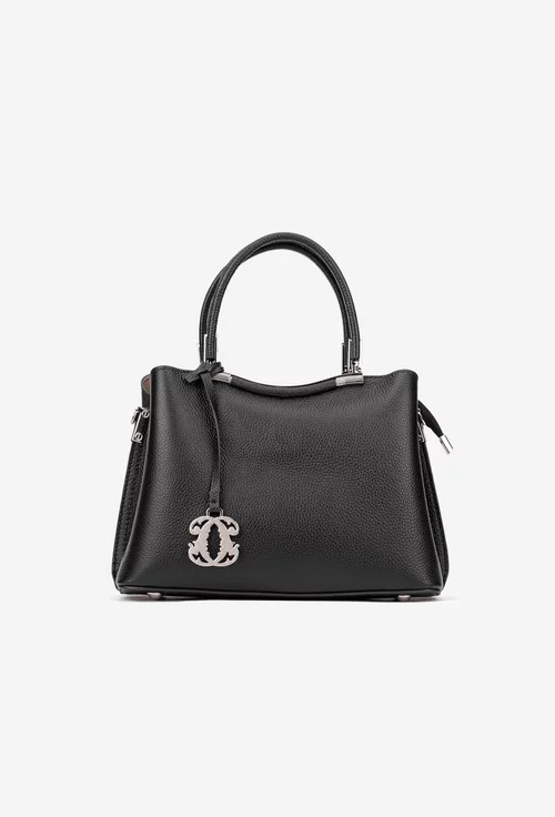 Poseta dama neagra din piele texturata