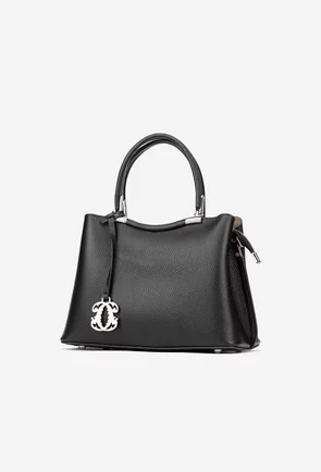 Poseta dama neagra din piele texturata