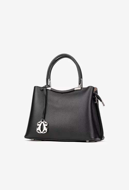 Poseta dama neagra din piele texturata