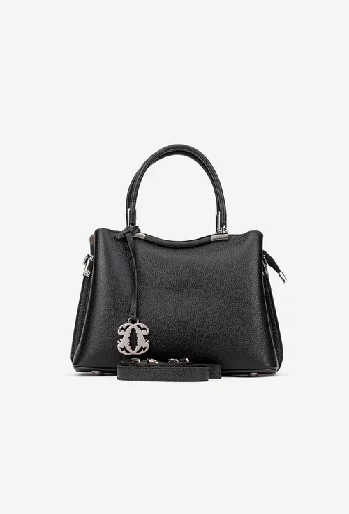 Poseta dama neagra din piele texturata