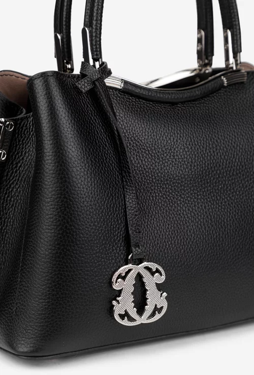 Poseta dama neagra din piele texturata