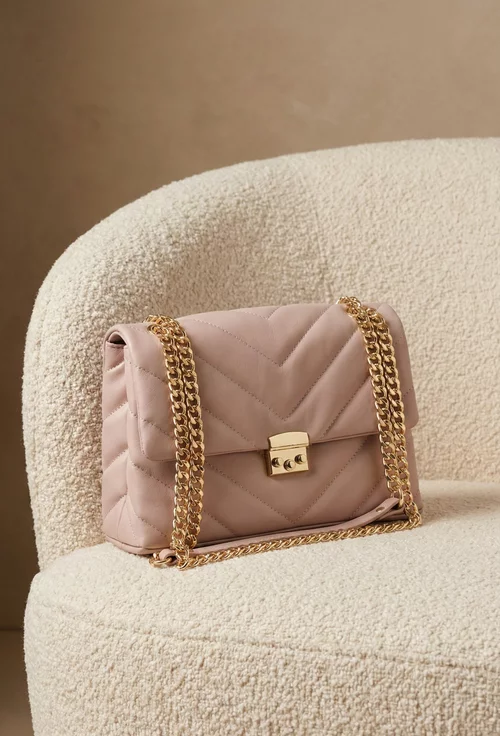 Poseta dama roz pudra din piele