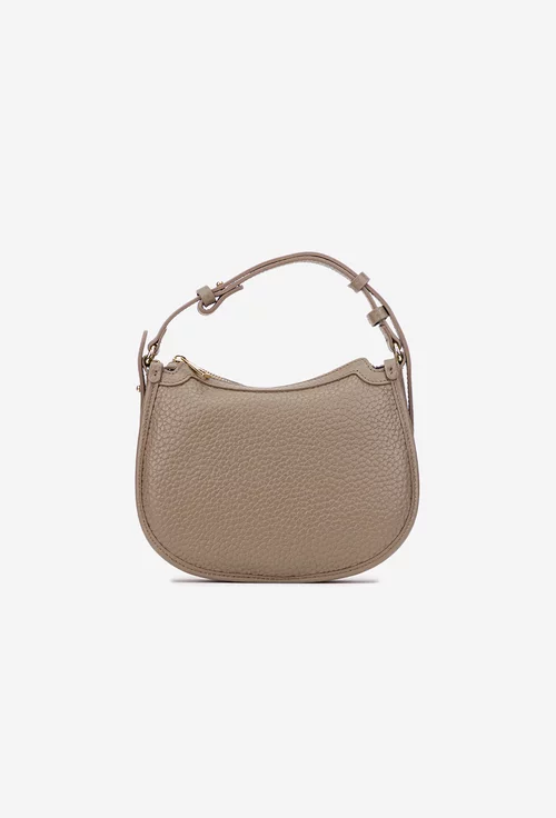 Poseta dama taupe din piele cu bareta reglabila