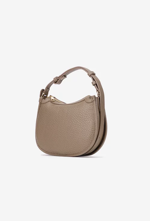 Poseta dama taupe din piele cu bareta reglabila