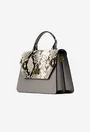 Poseta dama taupe din piele naturala cu imprimeu snake print