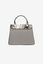 Poseta dama taupe din piele naturala cu imprimeu snake print