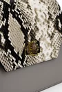 Poseta dama taupe din piele naturala cu imprimeu snake print