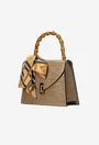 Poseta dama taupe din piele naturala cu ornament