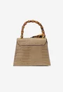 Poseta dama taupe din piele naturala cu ornament