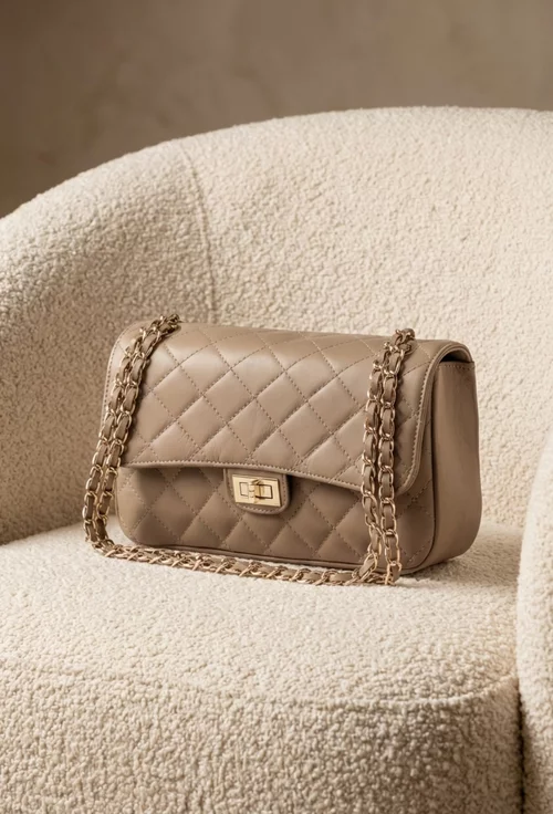 Poseta dama taupe din piele naturala Missy