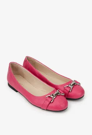 Balerini dama fuchsia din piele texturata cu ornament 36