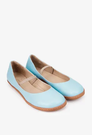 Balerini dama NUR bleu din piele naturala