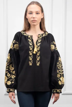 Bluza neagra cu broderie S