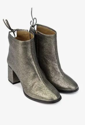Botine dama aurii din piele