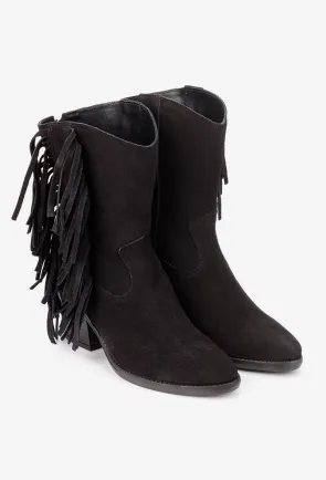 Botine dama din piele intoarsa neagra stil ciocate
