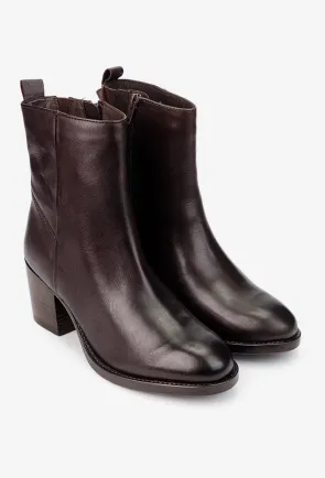Botine dama din piele naturala maro