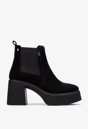 Botine dama negre din piele intoarsa