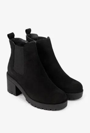 Botine dama negre din piele intoarsa