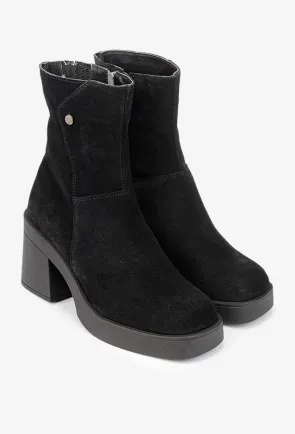 Botine dama negre din piele intoarsa