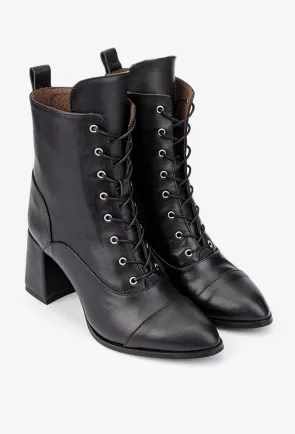 Botine dama negre din piele naturala