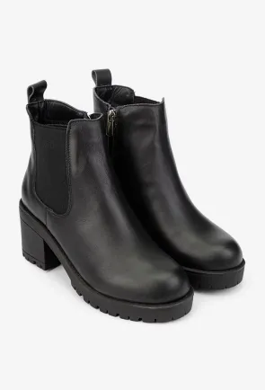 Botine dama negre din piele naturala