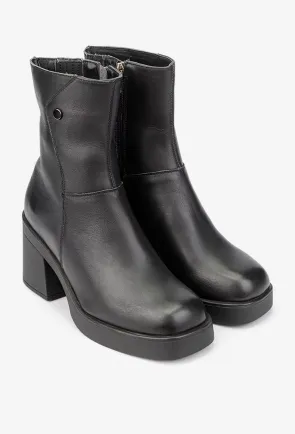 Botine dama negre din piele naturala