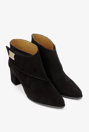 Botine dama NUR din piele intoarsa neagra